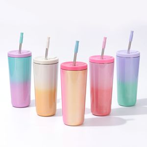 Vaso de acero inoxidable de doble pared con logotipo personalizado de 20oz, pintura de arcoíris a prueba de fugas para lavavajillas sin BPA, apto para viajes - Product Image 2