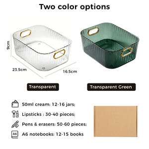 Scatola trasparente e durevole in PET impilabile per cosmetici, organizer da scrivania con design a diamante di lusso per trucco - Product Image 2