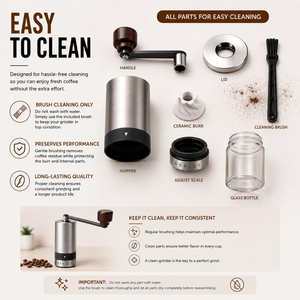 Coffee & Tea Tools 304 Stainless Steel Portable Mini Hand Coffee Bean <b>Grinder</b> With Ceramic Burr <b>Grinder</b> Coffee Manual Mill - Product Image 2