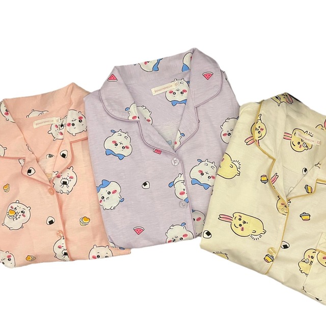 Botu Kawaii M-2XL Cotton Pajamas Set PY Women's Summer Two-piece Shorts Set Women's Pajamas Long Pants Set Pj Homewear Sleepwear