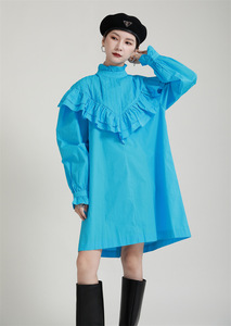 Nuovo <span class=keywords><strong>abito</strong></span> Audrey Hepburn <span class=keywords><strong>con</strong></span> <span class=keywords><strong>balze</strong></span> agariche Design gonna camicia a pieghe autunno 2024 retrò <span class=keywords><strong>abito</strong></span> donna abiti - Product Image 6
