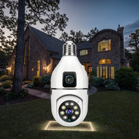 Caméra de sécurité domestique V380 Pro à double objectif, ampoule E27 et lampe WiFi PTZ avec option de stockage de données sur carte mémoire