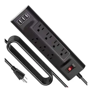 OSWELL grosir 1875W 15A Power Strip Switch 7 AC outlet kabel ekstensi 3 USB Port Smart Home Power Strip Socket