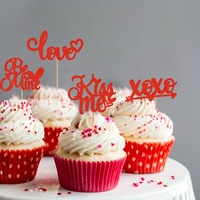 Happy Valentine's Day Cupcake Topper Süße Liebe Be Mine Geburtstagsparty Kuchendekoration in Rot