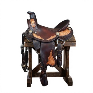 Selle d'équitation anglaise BS International NA299 personnalisée en cuir véritable résistant à l'eau, motif arbre et cheval, écologique - Product Image 1