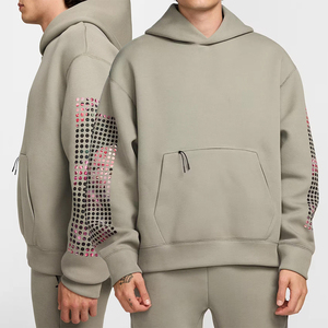 Sudadera con Capucha para Hombre KingSen, 100% Algodón, Hombros Caídos, Estampado de Puntos Degradados, Bolsillos con Cordón Ajustable, Estilo Holgado - Product Image 1
