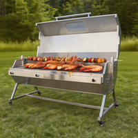 Rôtissoire pour barbecue en acier inoxydable de 25 watts, rôtissoire électrique portable moderne, pour l'extérieur, fenêtre d'observation avec hotte de 125 lb