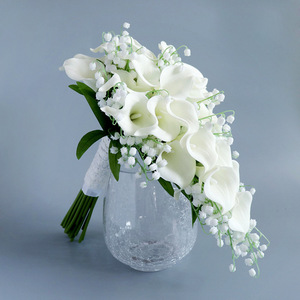 <span class=keywords><strong>Bouquet</strong></span> <span class=keywords><strong>de</strong></span> fleurs artificielles en soie, calla et roses, pour décoration <span class=keywords><strong>de</strong></span> mariage - Product Image 4