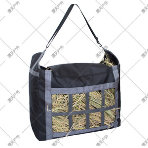 Sac d'alimentation pour chevaux, sac de stockage de foin de grande capacité, tissu Oxford 600D, utilisation en extérieur, noir, gris - Product Image 2