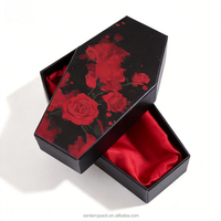 Boîte personnalisée en forme de cercueil, emballage cosmétique sur mesure avec intérieur en soie pour gloss à lèvres, rouge à lèvres, parfum, bijoux