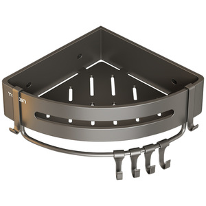 Corner Mounted Bathroom <b>Storage</b> Rack Triangle Shape Durable Shower Gel Holder For <b>Bath</b> Products No Drilling Required - Product Image 5