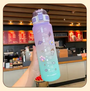 Ins Style Fashion Health Frosted Leakproof Gym Custom Colorful Cute Water Bottle With Stickers