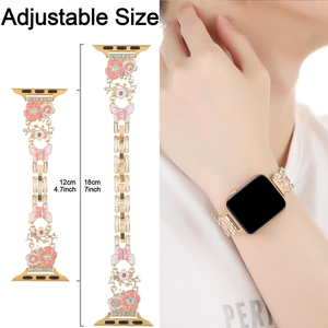 Reemplazo de correa de <span class=keywords><strong>reloj</strong></span> <span class=keywords><strong>inteligente</strong></span> de acero inoxidable para niña flor para Apple Watch 40/41/42/44/45/46/49mm IWatch 10 8 7 6 5 4 regalo - Product Image 4