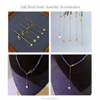 Chaîne d'Extension en Or Massif 14 Carats pour Bijoux avec Fermoir Réglable en Forme de Fleur, pour Bricolage Collier Bracelet