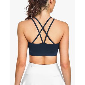 Sports Bras For Women Strappy Cross Back Medium Support <b>Padded</b> Workout Bra Breathable Quick Dry Yoga Fitness <b>Running</b> 3 Pack - Product Image 2