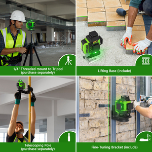 Nivel Láser Profesional <span class=keywords><strong>Huepar</strong></span> L04CG <span class=keywords><strong>4D</strong></span> de Haz Verde, Nivel Láser Autonivelante de Líneas Cruzadas - Product Image 4
