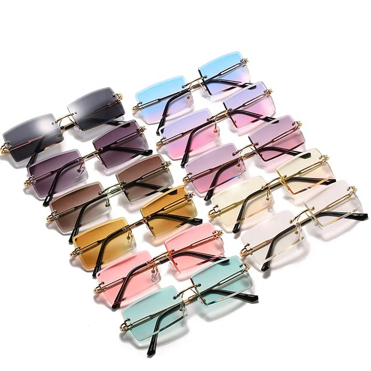 Vierkante Gafas De Sol Shades Zonnebril Groothandel Nieuw Aankomst Randloze Designer Zonnebril
