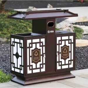 Contenedor de Basura Metálico Rectangular Clásico para Exteriores, 85x40x97 cm, para Clasificación de Residuos en Parques - Product Image 4
