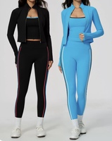 Ensemble de sport 3 pièces YanRuo : soutien-gorge de yoga, pantalon de fitness à séchage rapide et veste à col montant pour femme