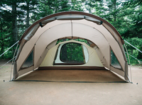 Carpa de camping familiar impermeable OEM personalizada, tipo túnel, grande para 3-4 personas, con vestíbulo, ventilación de malla y resistente al moho.