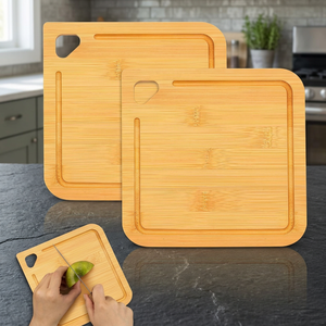 Planches à découper en bambou rectangulaires, 1,5 cm d'épaisseur, antidérapantes, lavables au lave-vaisselle, pack combiné - Product Image 4