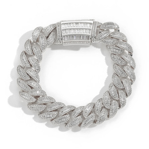 สร้อยข้อมือฮิปฮอป 15 มม. ชุดผสม ตัวอักษร T ประดับเพชรซิคอน สร้อยคิวบา สร้อยข้อมือผู้ชาย แฟชั่นทันสมัย สร้อยคอ Lijing - Product Image 2