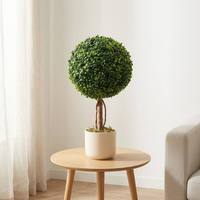 Arbre Topiaire Artificiel en Buis, Tronc Unique, Design Spirale, Feuillage en PE Protégé contre les UV, Bois Naturel, Décoration de Salon
