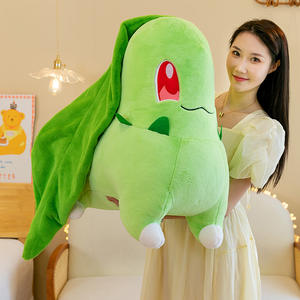 Peluche <span class=keywords><strong>Chikorita</strong></span> Pokémon avec motif feuille - Coussin animal en peluche transformable pour collectionneurs et enfants - Product Image 2