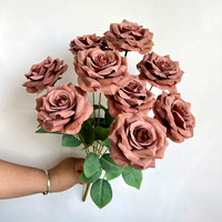 Bouquet de 9 roses artificielles, roses diamant, bouquet de roses angulaires, roses artificielles pour mariage