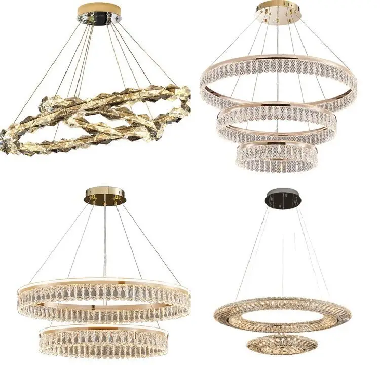 2022Modern luxury gold acrylic hanging ceiling pendant lamps led aluminum art designer pendant light restaurant round chandelier