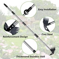 Houe Garden Tool Râteau de désherbage Combo pour déraciner l'outil d'extraction de mauvaises herbes avec longue poignée pour lit de fleurs de cour