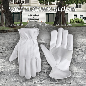 Premium Reinforced Anti <b>Slip</b> Cut Resistant Cotton Lining Cowhide Leather Winter <b>Full</b> Finger Unisex Safety Working Gloves - Product Image 2