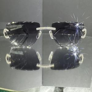 Premium Designer Rimless Sunglasses with Sparkling Stone Inspired Features and Mirrored Lens Performance - Product Image 1