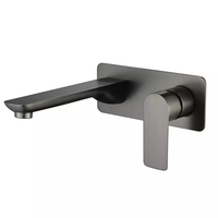 Robinet de lavabo encastré doré de luxe en laiton mitigeur mural mitigeur thermostatique douchette eau chaude froide