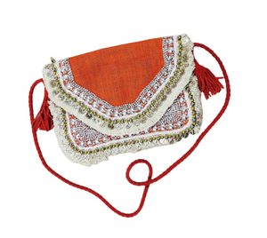 Bolso de Yute Bohemio Banjara Hecho a Mano de la India, Multicolor, Bordado de Calidad con Cuentas, Artesanía con Cierre Abierto para Festivales - Product Image 1