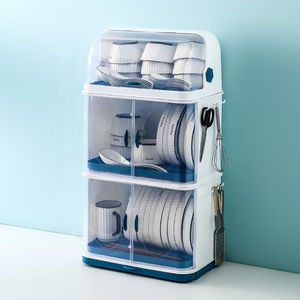 Plate dish bowl cups spoon storage rack drainer plastic dust-proof dish rack kitchen drying plastic dust-proof dish rack