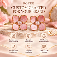 Nouvelles boucles d'oreilles clous BOYEE SR-36 faites à la main, en soie, motif floral, style vintage, pour femme, haut de gamme, élégantes, Saint-Valentin