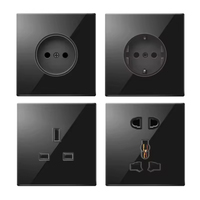 Abuk, luz LED moderna, interruptor de atenuación de Control táctil, Panel acrílico esmerilado, interruptores y enchufes de pared universales con iluminación azul