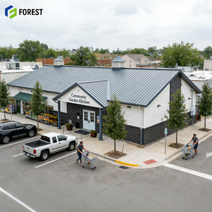 โครงสร้างอาคารสำเร็จรูปสำหรับห้างสรรพสินค้า โครงสร้างแข็งแรงสำหรับร้านขายของชำ อาคารเก็บของหลายชั้นกันน้ำ โครงสร้างแบบ Clear Span - Product Image 1