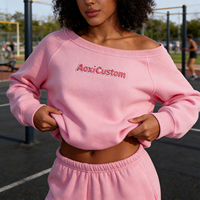 Sweat à capuche oversize en coton épais de haute qualité, coupe ample à épaules tombantes, pull brodé pour femme, fabrication OEM