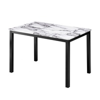 Ensemble de salle à manger moderne pour 4 personnes avec plateau en marbre et quatre pieds, style ferme, table et chaises en métal pour la maison ou l'appartement
