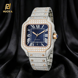 Orologio Meccanico da Uomo NUOYA di Lusso Stile Hip-Hop con Moissanite, Quadrante con Numeri Romani, Supera il Test del Diamante, Quadrante Quadrato Colorato - Product Image 1