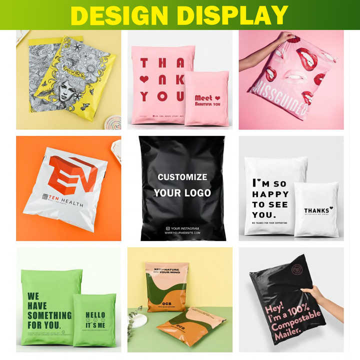 Custom Print logo Biodegradable Packaging Package Postage Polythene Courier Polymailer Poly Mailers Shipping Mailing Bags