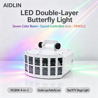 Lampu Panggung Kupu-kupu RGBW Dua Lapis DMX512 Aktif Suara Mode Otomatis Efek Lampu Disko DJ Pesta KTV Klub
