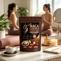 Mélange de café en poudre Private Label Curves Support avec Maca et Fenugrec, certifié GMP, pour l'énergie et la vitalité des femmes, OEM/ODM, MOQ flexible.