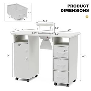 Multi-functional Modern White <b>Nail</b> Station Tech Beauty Makeup <b>Desk</b> Salon Manicure Furniture Table - Product Image 3