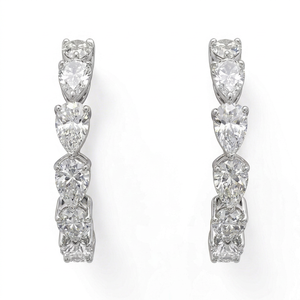 Pendientes de Aro Minimalistas de Lujo con Diamante en Forma de Pera de 7 Quilates Cultivado en Laboratorio, Platino PT950, Certificado IGI, Regalo de Compromiso, Boda, Fiesta - Product Image 1