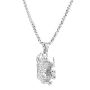Stainless Steel Bull Pendant Animal Themed Men Women Fashion Jewelry <b>Silver</b> Gold <b>Chain</b> 3.0*60cm - Product Image 3