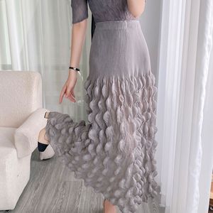 PY New Arrival Fashion Elegant Miyake Pleated Skirt Women 3D Bubble Pleated High Waist Flared Maxi Skirt Wholesale Bulk Clothing - Product Image 5