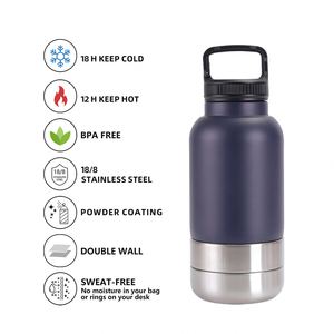 Custom logo 32oz Portable Stainless Steel Pet Feeder Outdoor Travel Bowl Insulated <b>Dog</b> 3 in 1 Detachable Water <b>Bottle</b> with Lid - Product Image 3